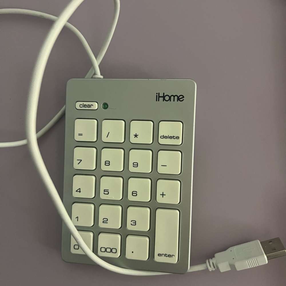iHome Silver and White USB Numerical Keypad